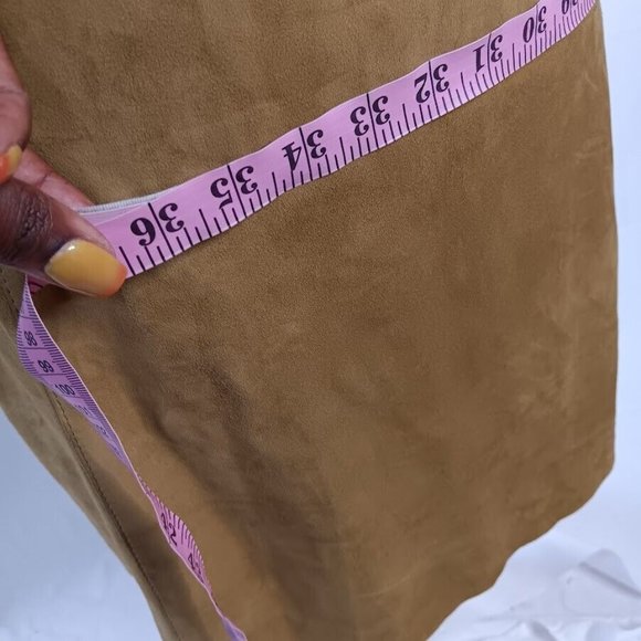 Womens Suede Dress sz 42 Made In Italy Halter Ruffle Open-Back Mini - Picture 7 of 13